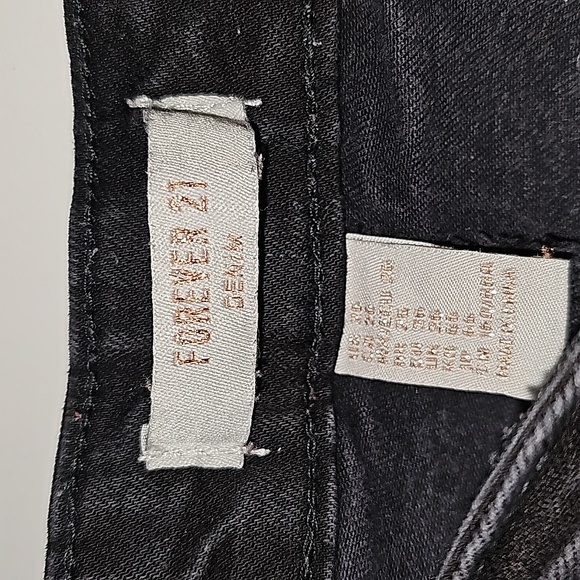 Forever 21 Womens Jeans Slim Skinny Black Distressed Stretch Denim High Rise 26 - Picture 5 of 7